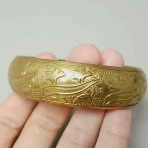 Vintage Gold Tone Bangle Bracelet, Retro 90s Style, Made in India, Estate